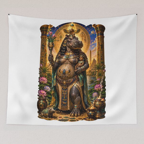Item preview, Taweret Goddess of Protection and Motherhood  Egyptian Mythology Divine Guardian Art designed and sold by MythwovenShop.