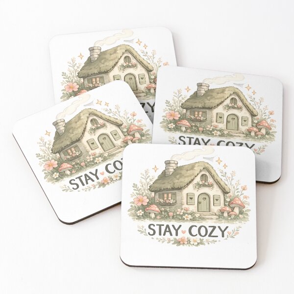 Item preview, Stay Cozy Cottagecore Mushroom Cottage Design | Watercolor Fairycore Aesthetic Wildflower Art designed and sold by HobsS.