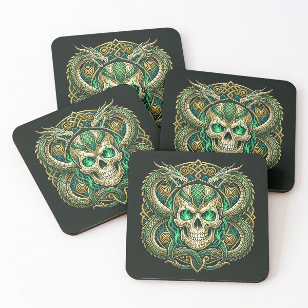 Item preview, Celtic Dragon Skull Artwork - Mythical Green Fire Graphic Tee & Decor designed and sold by MT-Hub | Cute Aesthetic Art, Stickers & Phone Cases.