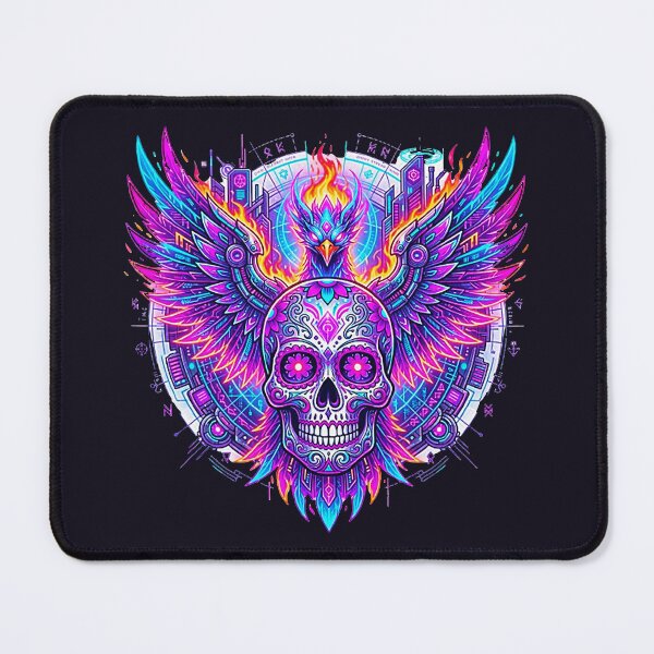 Item preview, Cyberpunk Phoenix Sugar Skull - Neon Pastel Day of the Dead Graphic designed and sold by MT-Hub | Cute Aesthetic Art, Stickers & Phone Cases.