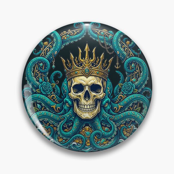 Item preview, Kraken King Skull Artwork - Nautical Sea Monster Crown Graphic designed and sold by MT-Hub | Cute Aesthetic Art, Stickers & Phone Cases.