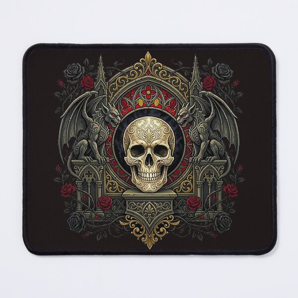 Item preview, Gothic Cathedral Gargoyle Skull - Dark Baroque Rose Window Graphic designed and sold by MT-Hub | Cute Aesthetic Art, Stickers & Phone Cases.