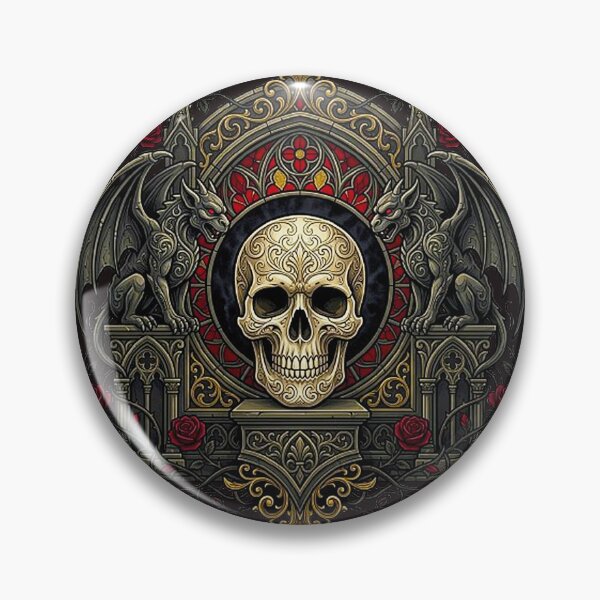 Item preview, Gothic Cathedral Gargoyle Skull - Dark Baroque Rose Window Graphic designed and sold by MT-Hub | Cute Aesthetic Art, Stickers & Phone Cases.