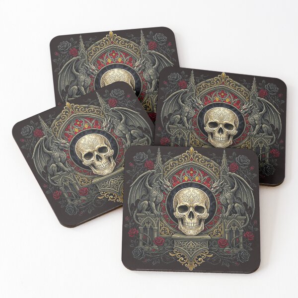Item preview, Gothic Cathedral Gargoyle Skull - Dark Baroque Rose Window Graphic designed and sold by MT-Hub | Cute Aesthetic Art, Stickers & Phone Cases.
