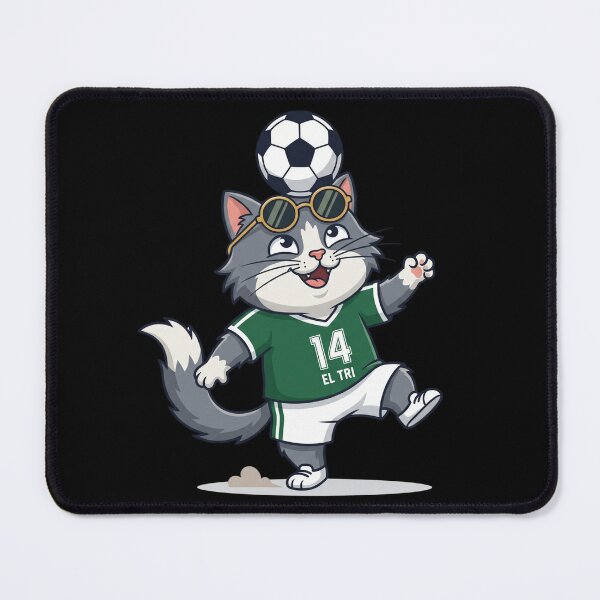 Item preview, Mexico Soccer Cat Juggling — El Tri Number 14 Cartoon designed and sold by David Mateo ArtWorks.