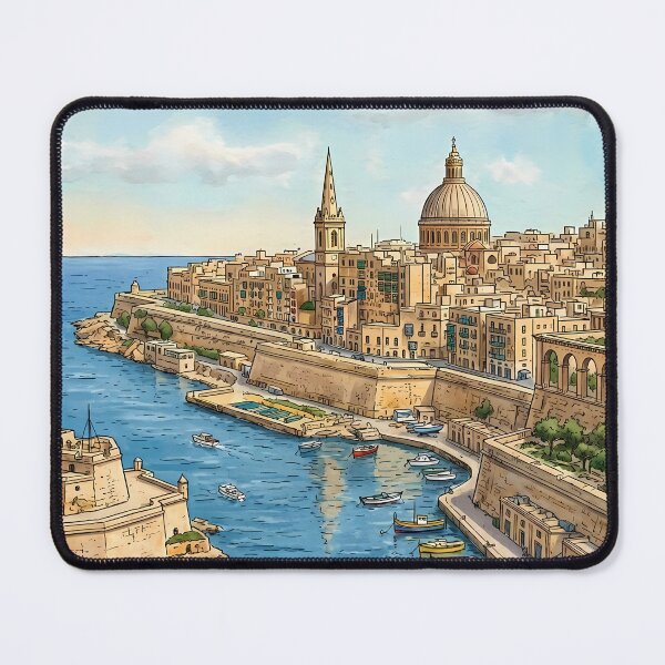 Item preview, Valletta Malta Illustrated Travel Poster designed and sold by Ar0undTheW0rld.