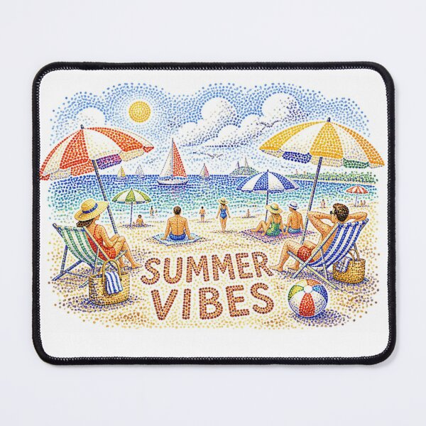 Item preview, Summer Vibes Pointillist Beach Scene | Impressionist Seurat-Inspired Art designed and sold by LegacyWave.