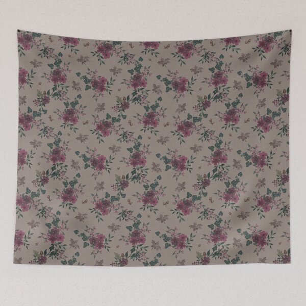 Item preview, Winter Watercolor burgundy Floral Woodland Botanical Fabric designed and sold by Designs by christel_treiber.