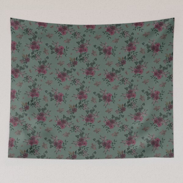 Item preview, Winter Watercolor burgundy Floral Woodland Botanical Fabric designed and sold by Designs by christel_treiber.