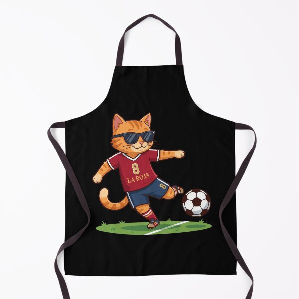 Item preview, Spain Soccer Cat Shooting — La Roja Number 8 Cartoon designed and sold by David Mateo ArtWorks.