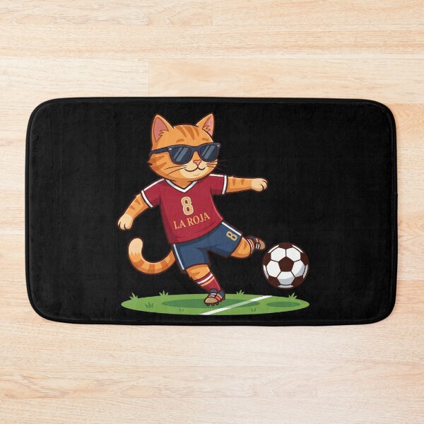 Item preview, Spain Soccer Cat Shooting — La Roja Number 8 Cartoon designed and sold by David Mateo ArtWorks.