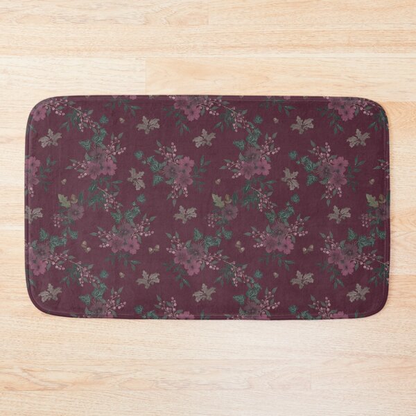 Item preview, Winter Watercolor burgundy Floral Woodland Botanical Fabric designed and sold by Designs by christel_treiber.