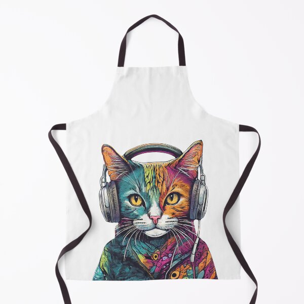 Item preview, A colorful cat listening to music on headphones designed and sold by PawelZmich.