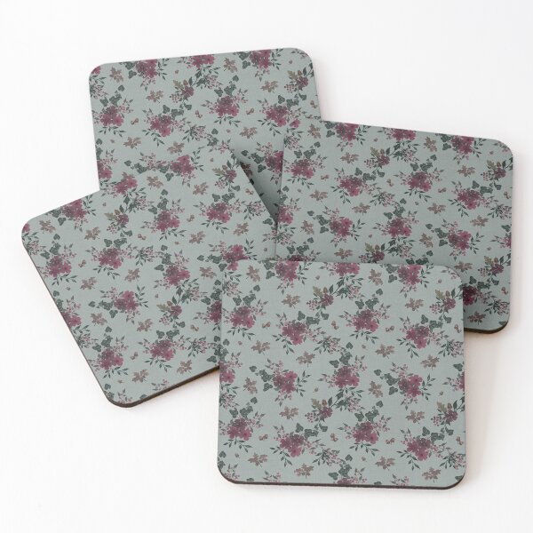 Item preview, Winter Watercolor burgundy Floral Woodland Botanical Fabric designed and sold by Designs by christel_treiber.