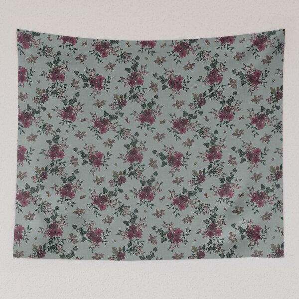 Item preview, Winter Watercolor burgundy Floral Woodland Botanical Fabric designed and sold by Designs by christel_treiber.