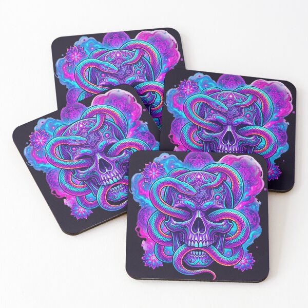 Item preview, Psychedelic Cosmic Snake Skull - Neon Sacred Geometry Graphic designed and sold by MT-Hub | Art for Every Soul.