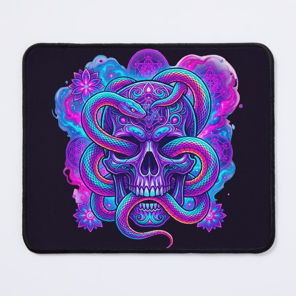 Item preview, Psychedelic Cosmic Snake Skull - Neon Sacred Geometry Graphic designed and sold by MT-Hub | Cute Aesthetic Art, Stickers & Phone Cases.