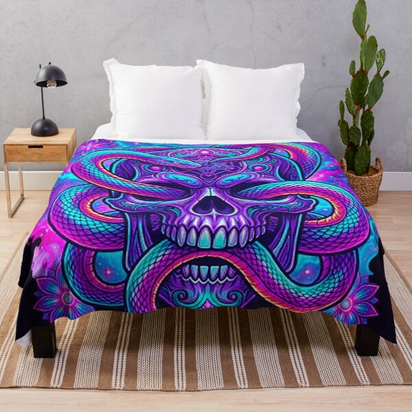 Item preview, Psychedelic Cosmic Snake Skull - Neon Sacred Geometry Graphic designed and sold by MT-Hub | Cute Aesthetic Art, Stickers & Phone Cases.