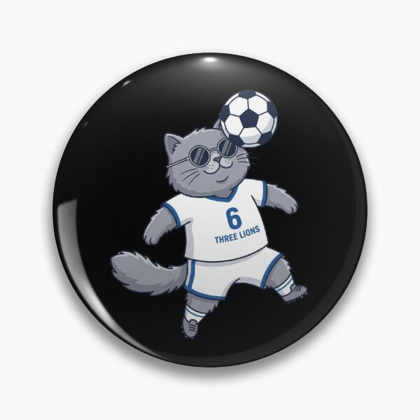 Item preview, England Soccer Cat Header — Three Lions Number 6 Cartoon designed and sold by David Mateo ArtWorks.