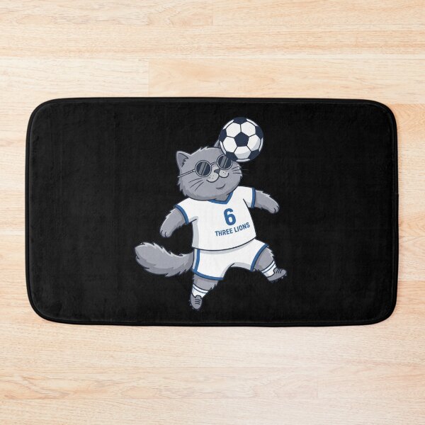 Item preview, England Soccer Cat Header — Three Lions Number 6 Cartoon designed and sold by David Mateo ArtWorks.