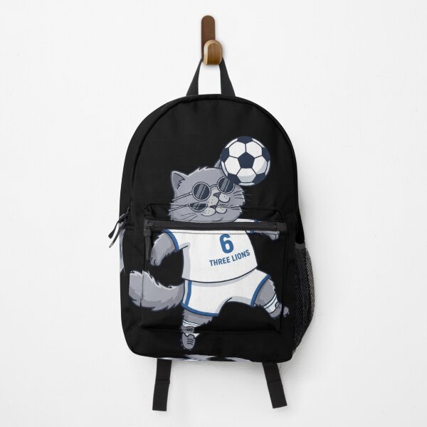 Item preview, England Soccer Cat Header — Three Lions Number 6 Cartoon designed and sold by David Mateo ArtWorks.