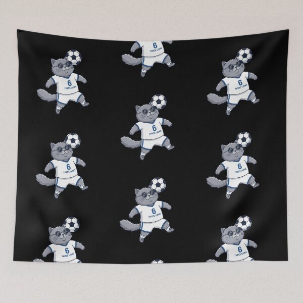 Item preview, England Soccer Cat Header — Three Lions Number 6 Cartoon designed and sold by David Mateo ArtWorks.