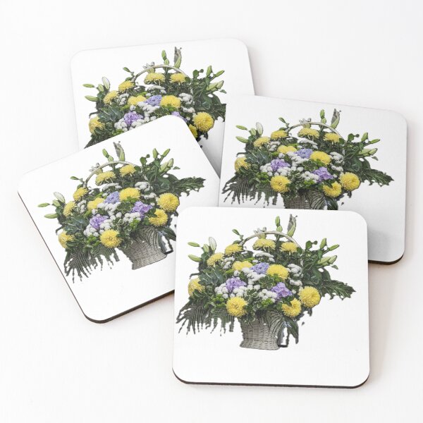 Item preview, basket yellow chrysanthemums designed and sold by MeadowMagicDesigns.