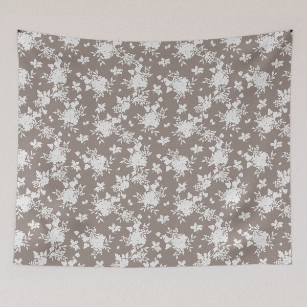 Item preview, Off-White Botanical Silhouette Floral on taupe Neutral Cottagecore designed and sold by Designs by christel_treiber.