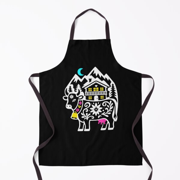 Item preview, Alpine Cow Mountain Chalet Folk Art designed and sold by AntiqueImages.