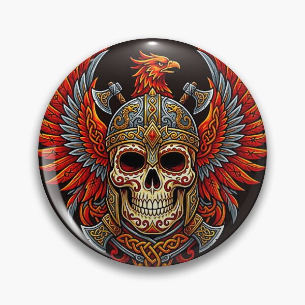 Item preview, Viking Warrior Skull Crest - Norse Phoenix & Crossed Axes Graphic designed and sold by MT-Hub | Cute Aesthetic Art, Stickers & Phone Cases.