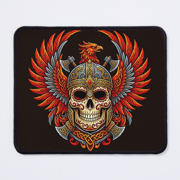 Item preview, Viking Warrior Skull Crest - Norse Phoenix & Crossed Axes Graphic designed and sold by MT-Hub | Cute Aesthetic Art, Stickers & Phone Cases.