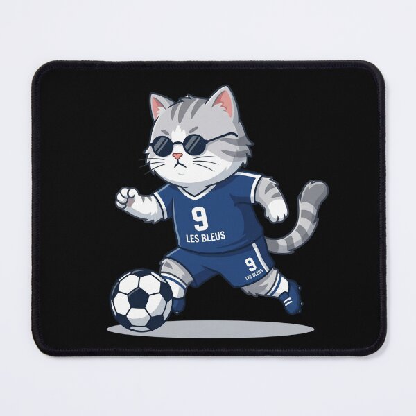 Item preview, France Soccer Cat Sprinting — Les Bleus Number 9 Cartoon designed and sold by David Mateo ArtWorks.
