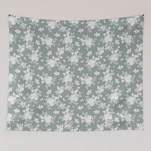 Item preview,  Off-White Botanical Silhouette Floral on light sage  Neutral Cottagecore designed and sold by Designs by christel_treiber.