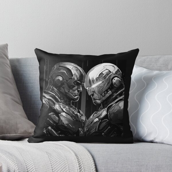 Item preview, Black and White Cyberpunk Android Face Off Art designed and sold by inkoutninja.