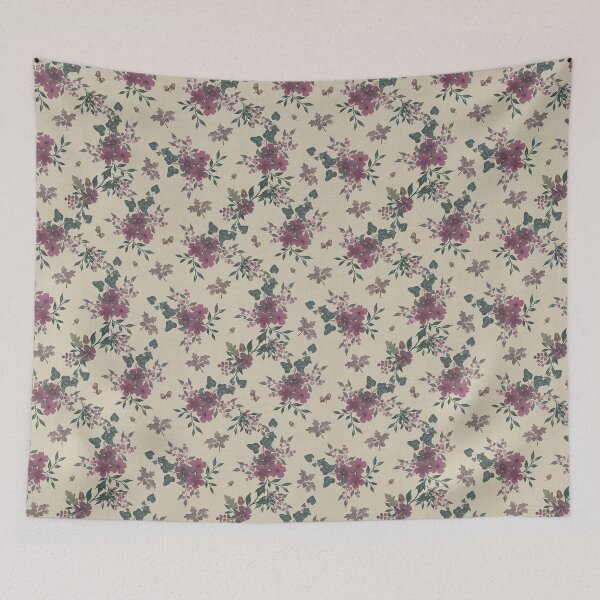Item preview, Winter Watercolor Burgundy Floral Woodland Botanical Fabric designed and sold by Designs by christel_treiber.