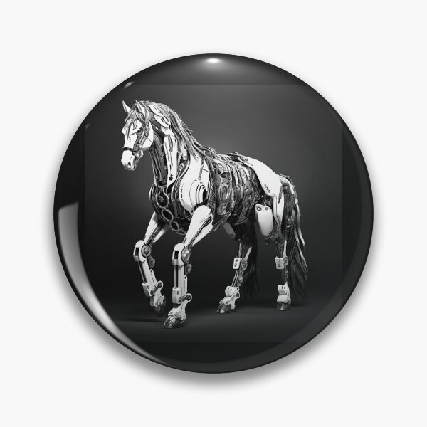 Item preview, Black and White Cybernetic Horse Robot Art designed and sold by inkoutninja.