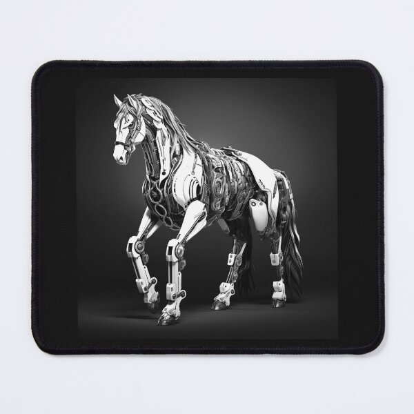 Item preview, Black and White Cybernetic Horse Robot Art designed and sold by inkoutninja.