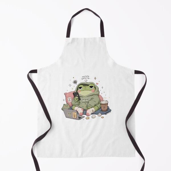 Item preview, Mentally Buffering Frog in Hoodie with Coffee and Laptop designed and sold by SRY DESIGN.
