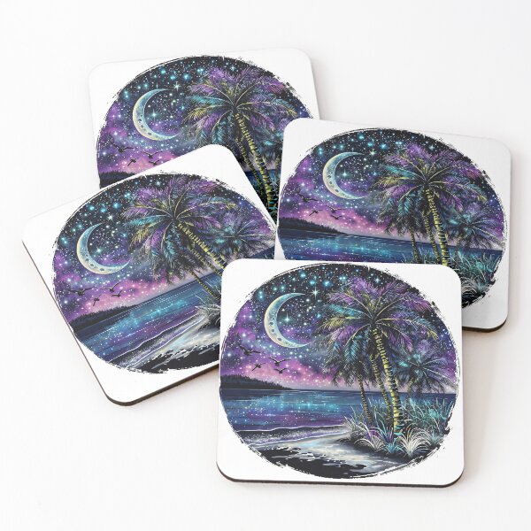 Item preview, A tropical beach at night designed and sold by lucyinspace.