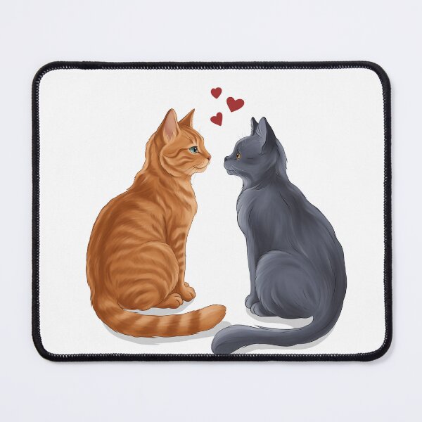 Item preview, Two Cats in Love - Ginger and Grey Kitties Illustration designed and sold by katemaxi.