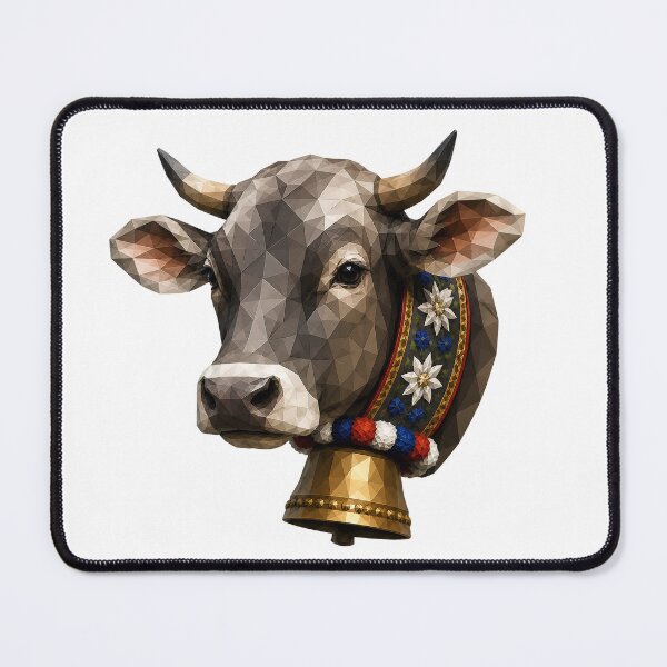 Item preview, "Alpine Heart" – Geometric Low Poly Cow Head designed and sold by filou designs.