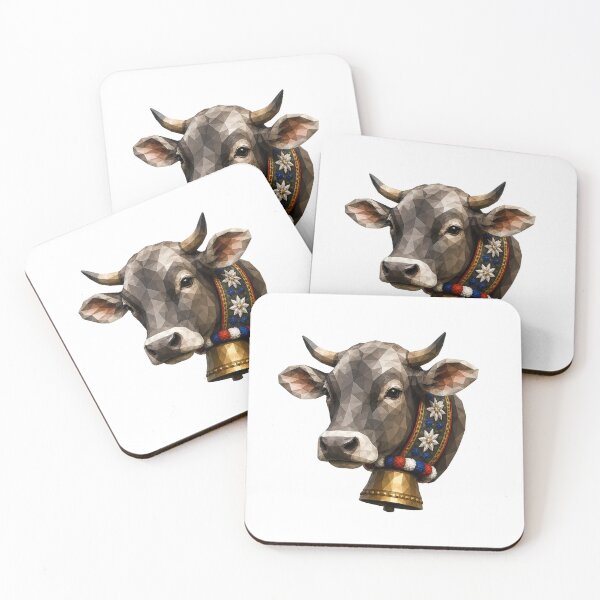 Item preview, "Alpine Heart" – Geometric Low Poly Cow Head designed and sold by filou designs.