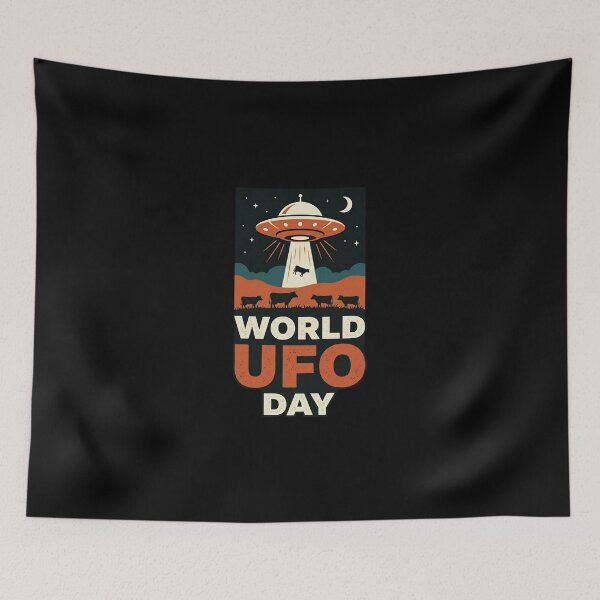 Item preview, World UFO Day Alien Abduction Cow designed and sold by dudelinart.