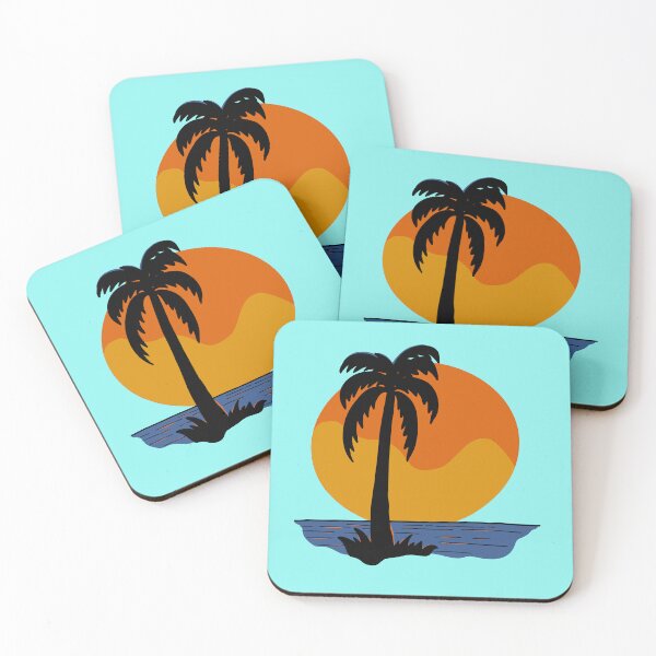 Item preview, Retro Summer Sunset Palm Tree Minimalist Blue Ocean Beach designed and sold by SolutionsArt.