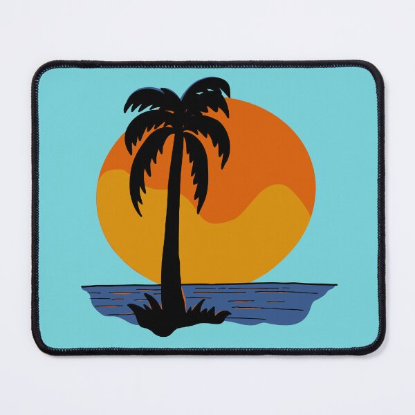 Item preview, Retro Summer Sunset Palm Tree Minimalist Blue Ocean Beach designed and sold by SolutionsArt.