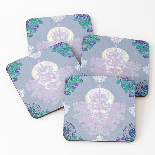 Item preview, Hand Drawn pastel purple Sugar Skull damask designed and sold by Anne Londez Studio.