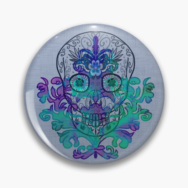 Item preview, Hand Drawn pastel purple Sugar Skull damask designed and sold by Anne Londez Studio.