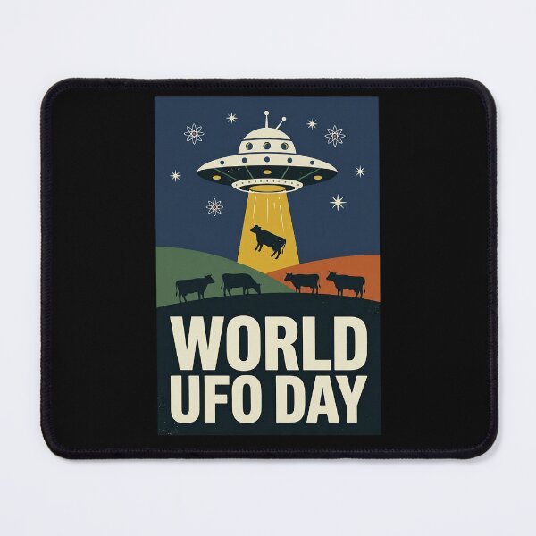 Item preview, World UFO Day Alien Abduction Cow designed and sold by dudelinart.