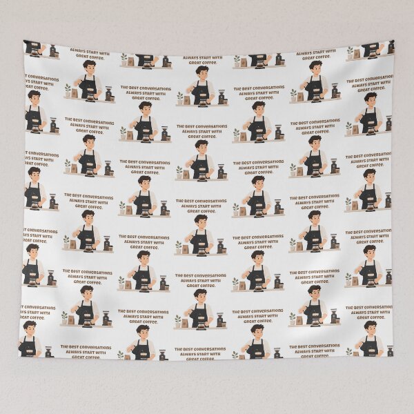 Item preview, The Best Conversations Always Start With Great Coffee — Barista Quote Art designed and sold by Latitude 1°N.