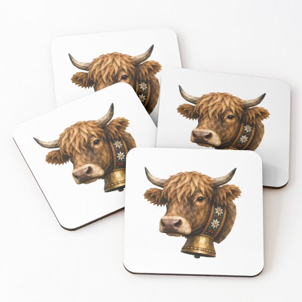 Item preview, Geometric Highland cattle, Low Poly Highland cow, Alpine style animal art designed and sold by filou designs.